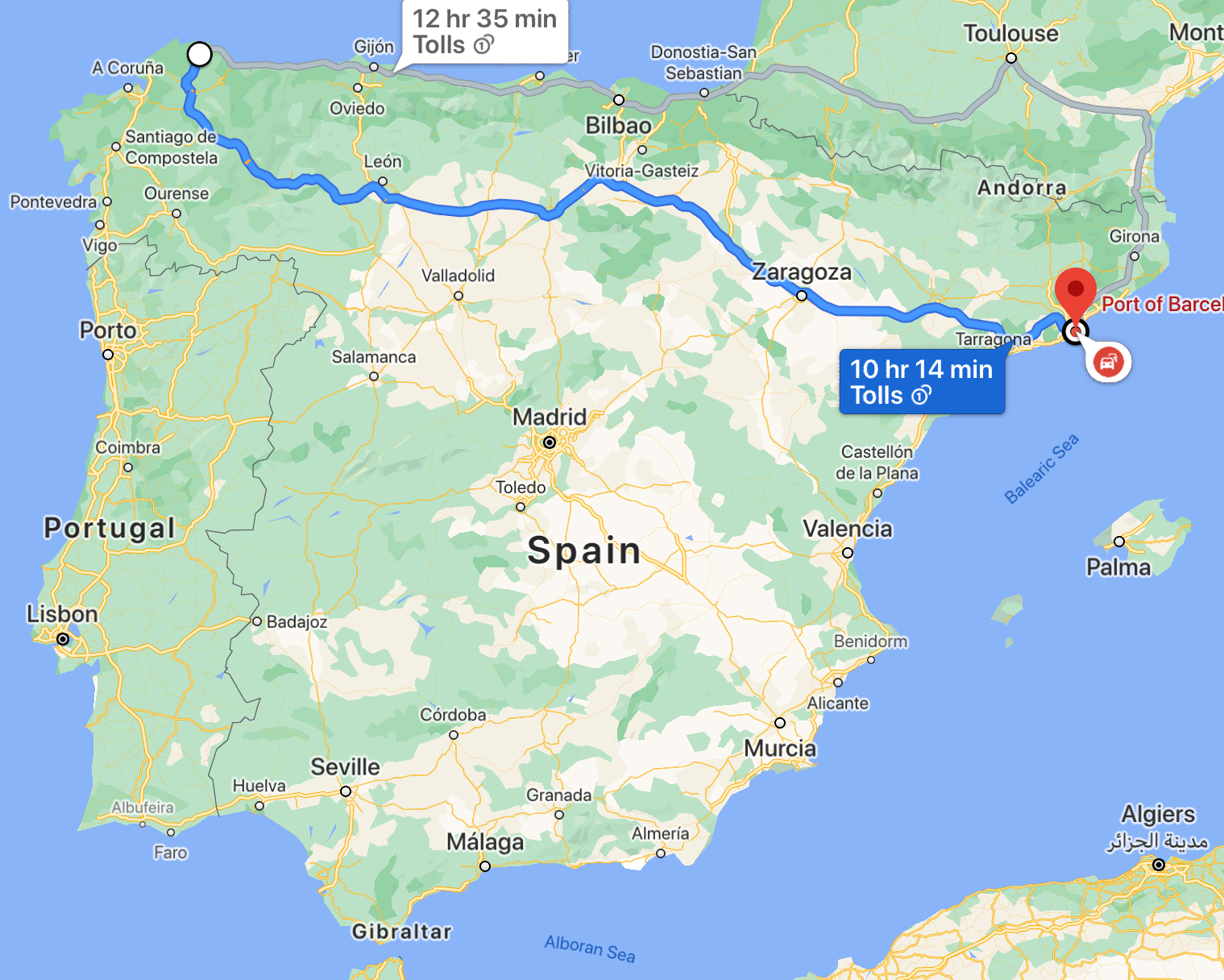 travel from spain to italy